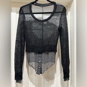 CUSTOM One of a Kind Silk Merino Wool long sleeve top Sz SM